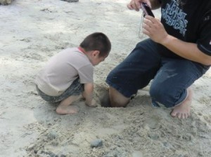 Burying his father's leg
